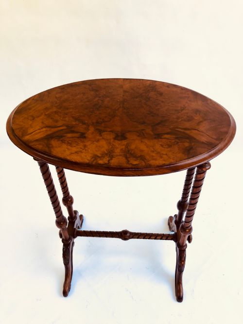 Quality Victorian Burr Walnut Oval Lamp/side Table