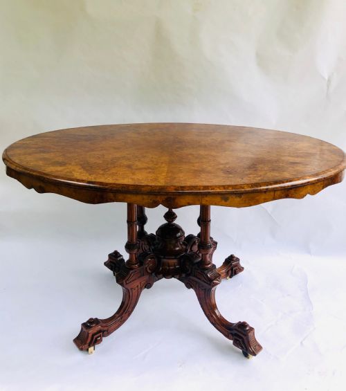 Fine Quality Antique Burr Walnut Oval Centre Table