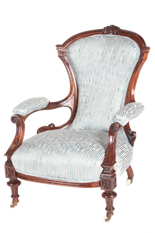 Outstanding 19th Century Victorian Antique Carved Rosewood Armchair