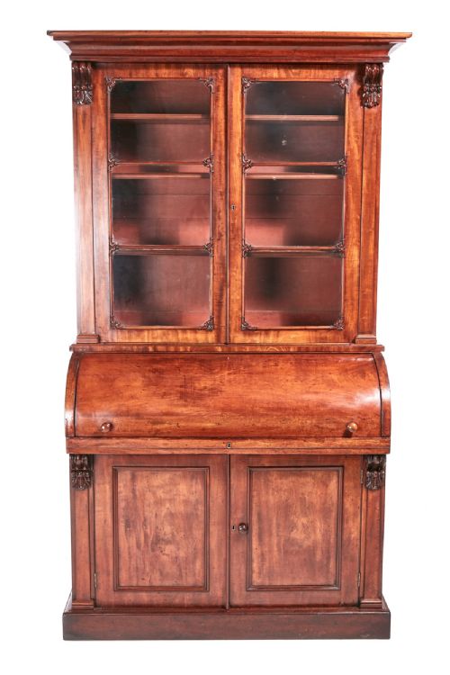 Fine William IV Mahogany Cylinder Bookcase