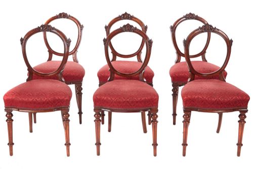 Finest Quality Set of 6 Antique Victorian Walnut Dining Chairs