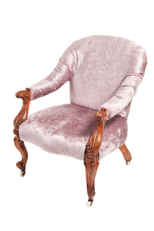 Victorian Carved Walnut Cabriole Leg Armchair