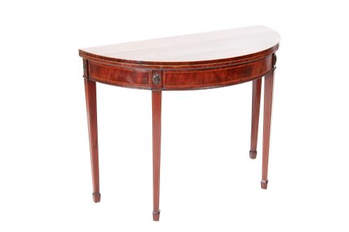 Splendid George III Mahogany Demi-lune Card Table