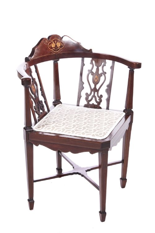 Quality Edwardian Mahogany Inlaid Corner Chair