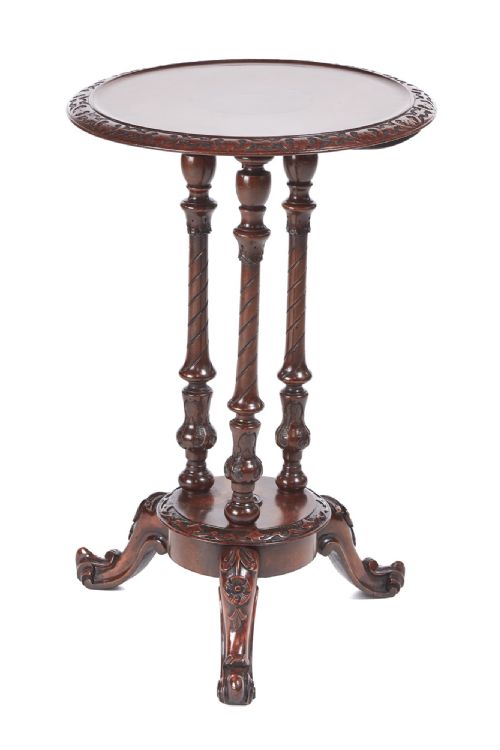 Victorian Carved Walnut Lamp/side Table