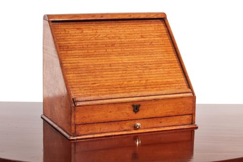 Unusual Oak Stationery Cabinet C.1900