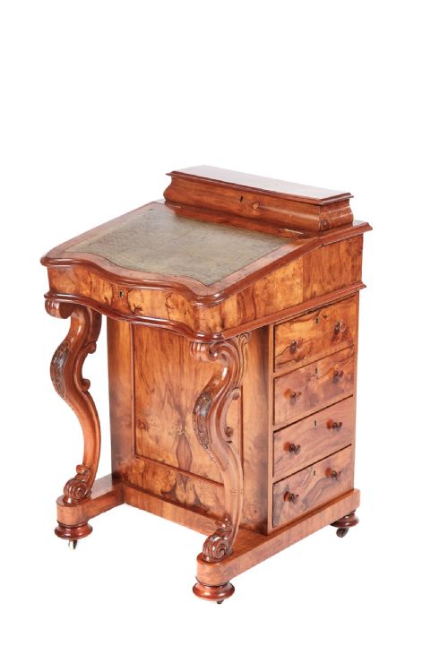 Victorian Burr Walnut Freestanding Davenport