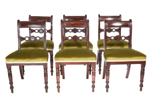 Fine Set of Six Regency Antique Mahogany Dining Chairs
