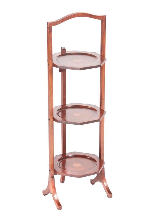 Edwardian Inlaid Mahogany 3 Tier Cake Stand