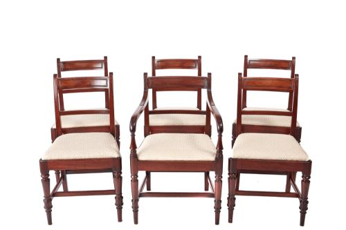 Fine Quality Set of 6 George III Antique Mahogany Dining Chairs