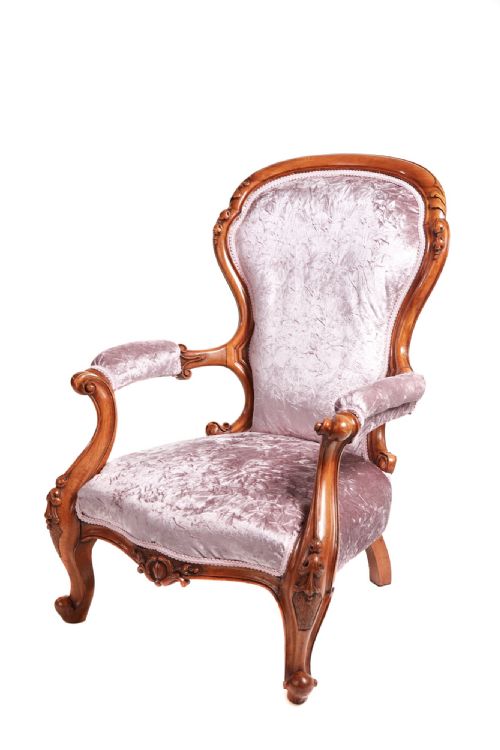 Fine Victorian Carved Walnut Armchair