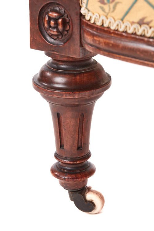 QUALITY VICTORIAN CARVED WALNUT TURNED LEG ARMCHAIR - ADDITIONAL PHOTO 10