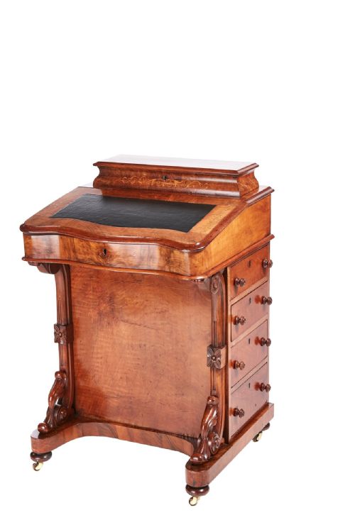 Victorian Burr Walnut Inlaid Davenport