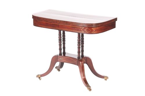 Regency Mahogany Brass Inlaid Card Table