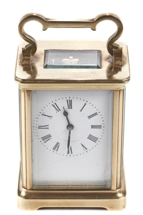 Antique French Lacquered Brass Cased Carriage Clock