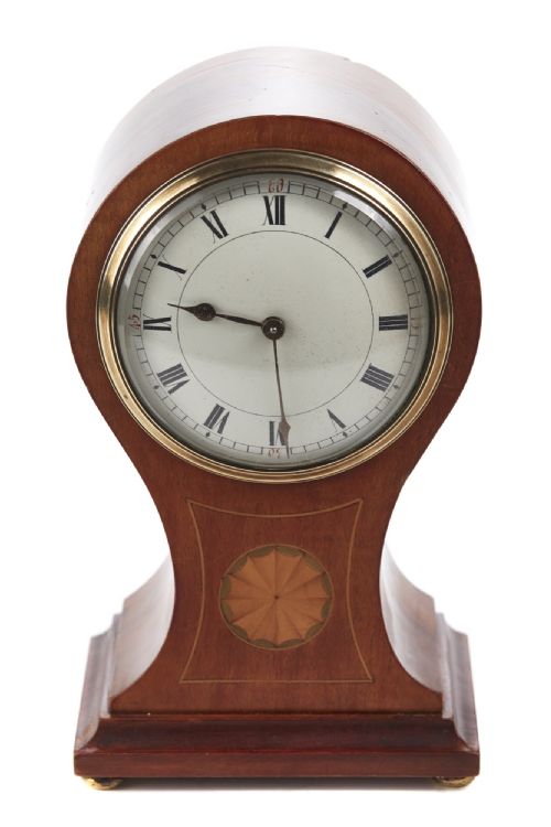 Edwardian Inlaid Mahogany Balloon Clock