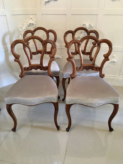 Fine Quality Set of 4 Victorian Walnut Dining Chairs
