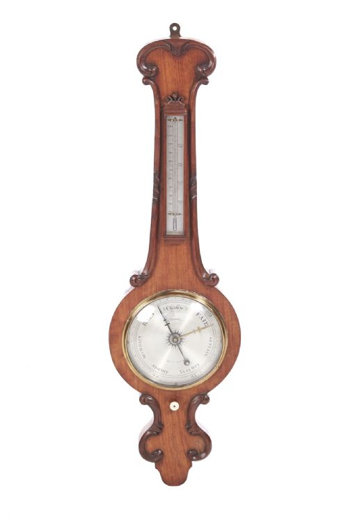 Antique Victorian Carved Oak Banjo Barometer