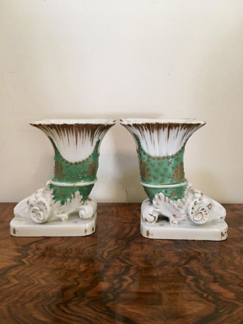 Fine Pair of Antique Regency Porcelain Spill Vases C.1830