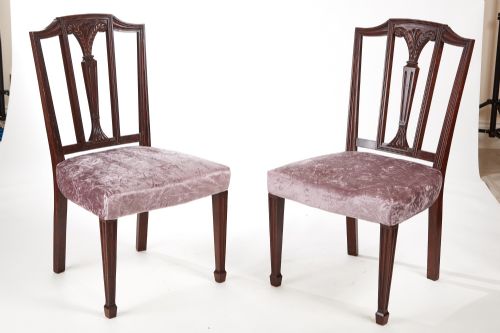 PAIR OF MAHOGANY HEPPLEWHITE STYLE SIDE CHAIRS C1890