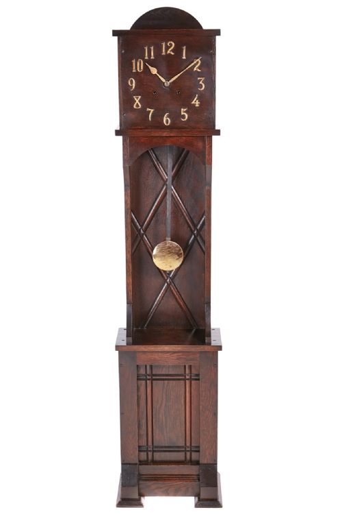 Unusual Art Deco 8 Day Oak Longcase Clock