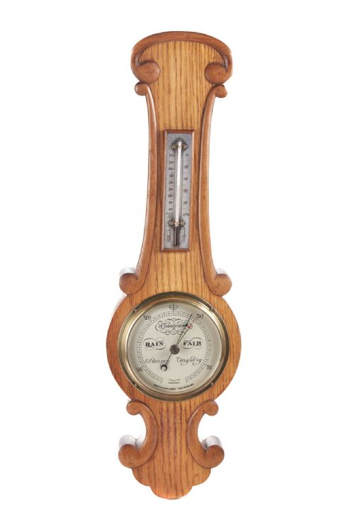 Small Antique Oak Banjo Barometer C.1880