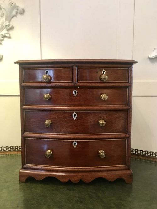 Outstanding George III Mahogany Apprentice Bow Front Chest