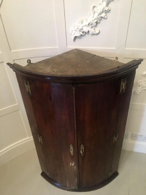 GEORGE III MAHOGANY HANGING BOW FRONT CORNER CABINET - ADDITIONAL PHOTO 8