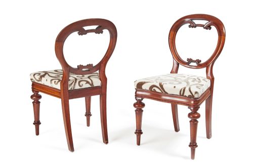 Superb Pair of Antique Victorian Mahogany Balloon Back Chairs