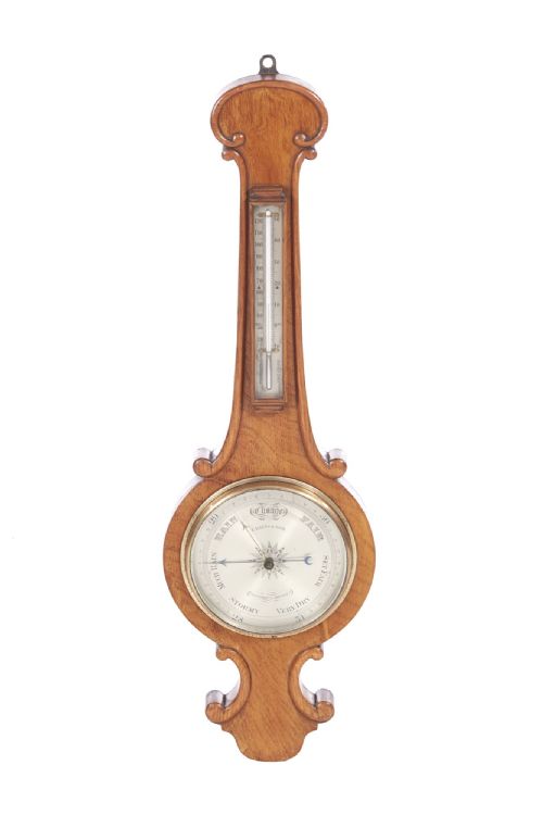 Antique Victorian Oak Banjo Barometer