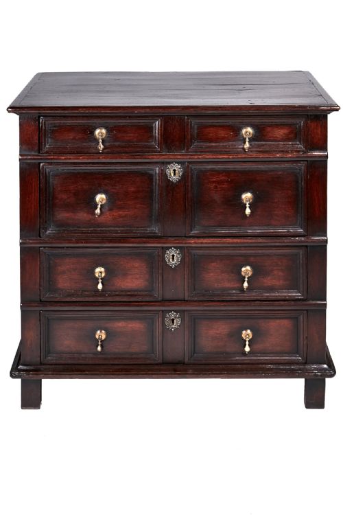 Antique English 17th Century William and Mary Jacobean Oak Chest of Drawers