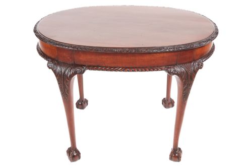 Antique Victorian 19th Century Oval Carved Mahogany Centre Table