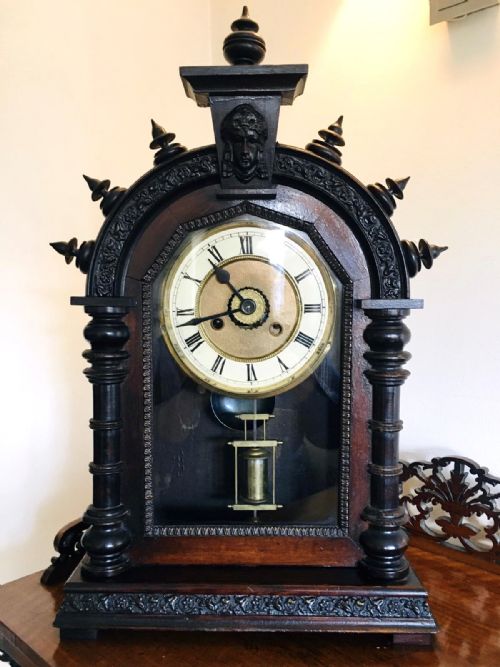 Antique 19th Century Victorian Carved Ornate Mantel Clock