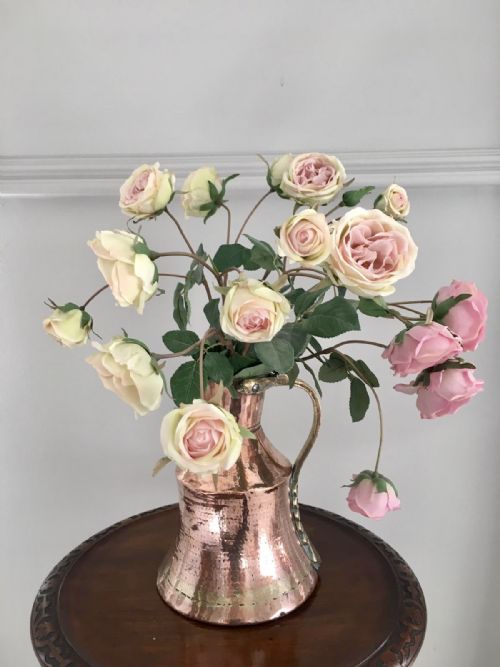 ANTIQUE ARTS AND CRAFTS COPPER AND BRASS MILK JUG - ADDITIONAL PHOTO 2