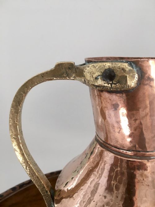 ANTIQUE ARTS AND CRAFTS COPPER AND BRASS MILK JUG - ADDITIONAL PHOTO 3