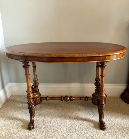 Antique 19th Century Victorian Oval Walnut Centre Table
