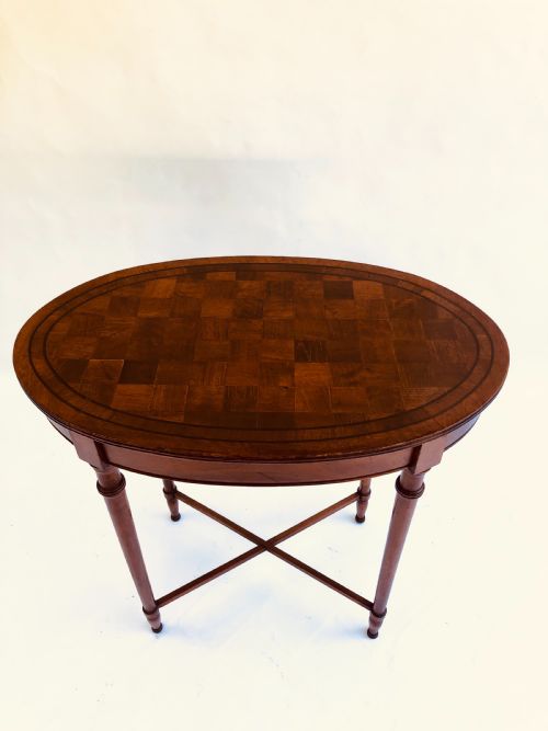 Quality Oval Walnut Chequered Table