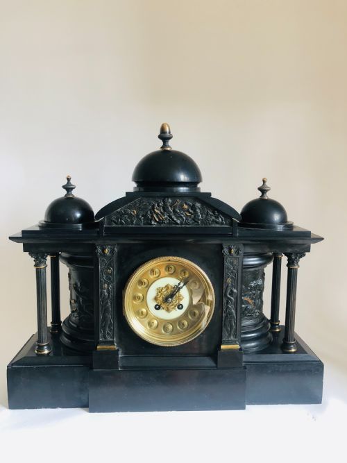 Large Antique Victorian Marble Mantle Clock