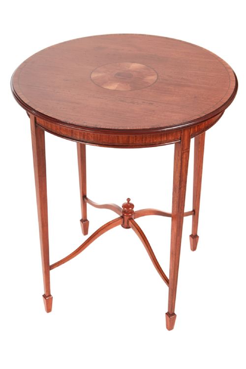 Elegant Edwardian Inlaid Satinwood Round Antique Occasional Table