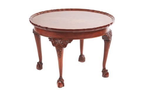 Round Burr Walnut Pie Crust Top Coffee Table C.1920