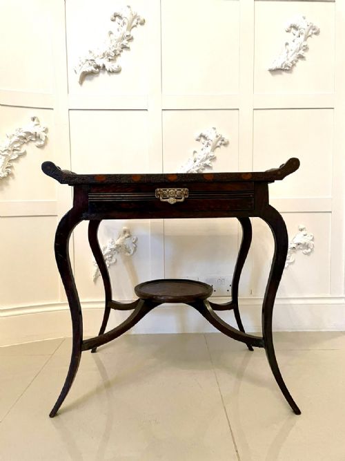 Unusual Arts & Crafts Pokerwork Lamp/side Table