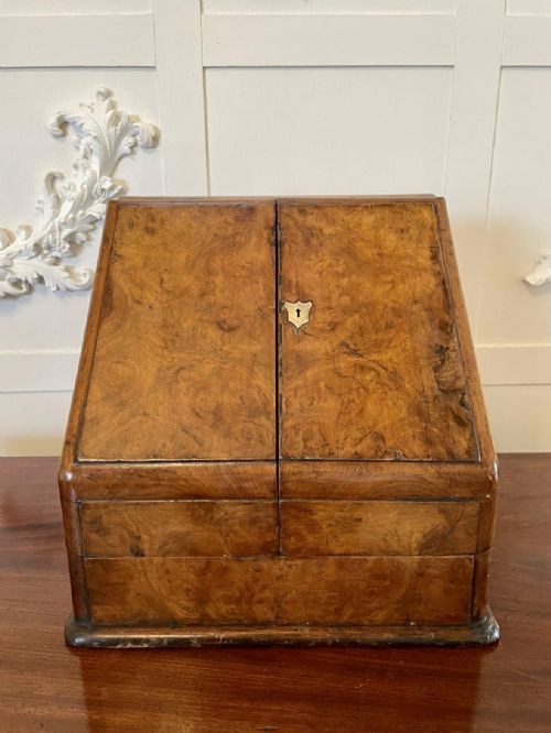 Antique Victorian Burr Walnut Stationery Box
