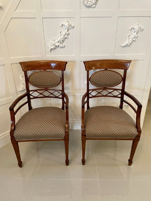 Pair of Elegant Victorian Antique Inlaid Desk Chairs