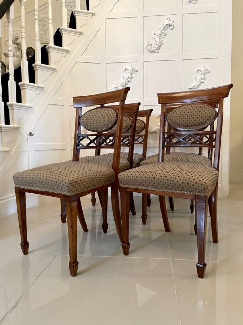 Set of Six Elegant Antique Inlaid Mahogany Dining Chairs