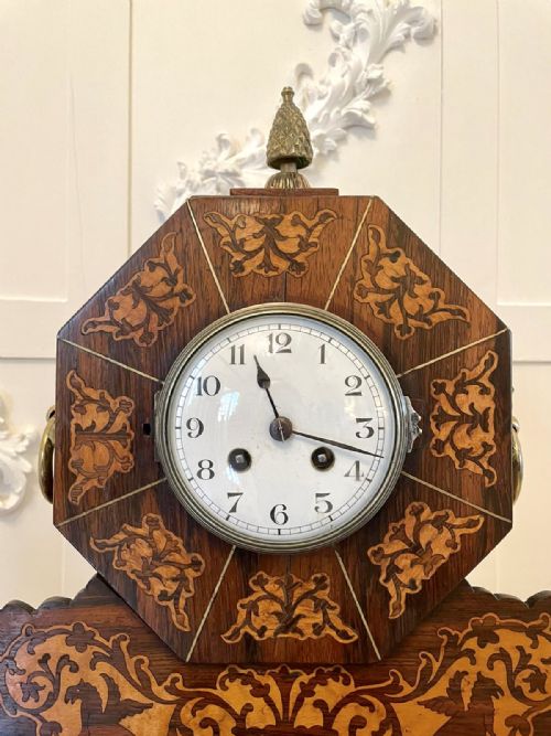 fig 1. Fine Antique Regency Inlaid Marquetry Mantel Clock