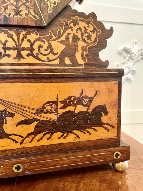 fig 2. Fine Antique Regency Inlaid Marquetry Mantel Clock