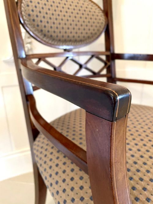 fig 1.  Fine Quality Elegant Set of Eight Antique Inlaid Mahogany Dining Chairs