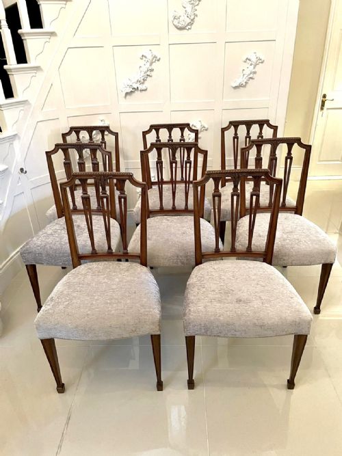 Antique Set of Eight Quality Victorian Carved Mahogany Dining Chairs