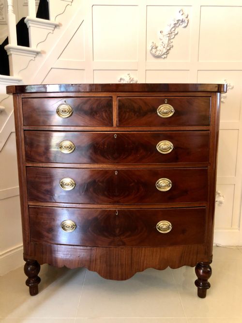 Antique Victorian Mahogany Scottish Bow Front Chest of Drawers