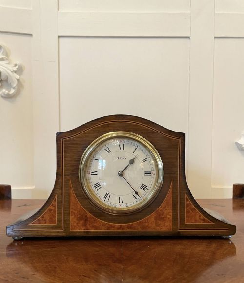 Quality Antique Mahogany Amboyna Eight Day Clock